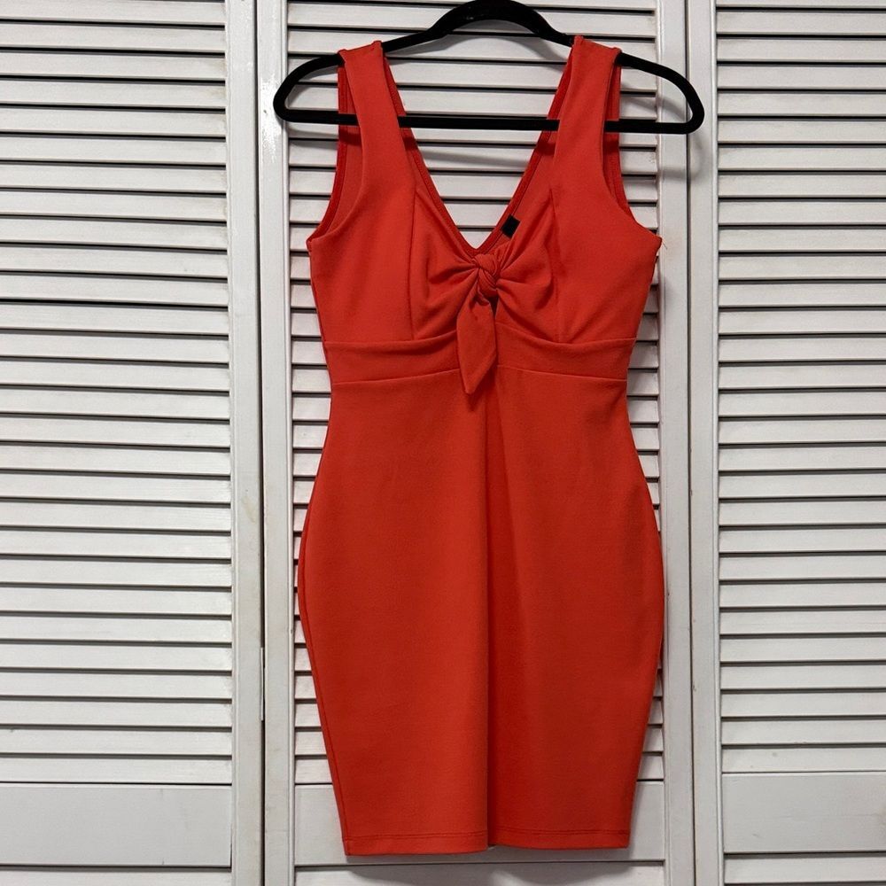 Women’s Red Tie-Front Sleeveless Bodycon Dress Sz Medium